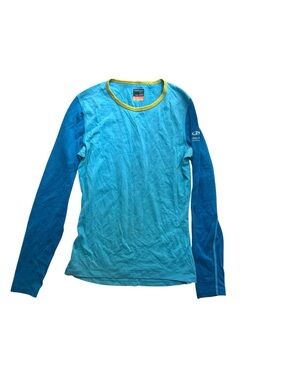 Icebreaker Bodyfit 200 Merino Wool Long-Sleeve Base Layer Top Blue Size Small